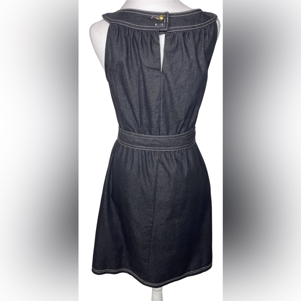 Emma & Michele Dark Denim Belted Midi Sleeveless Dress Casual Summer Size 8 - Picture 3 of 15
